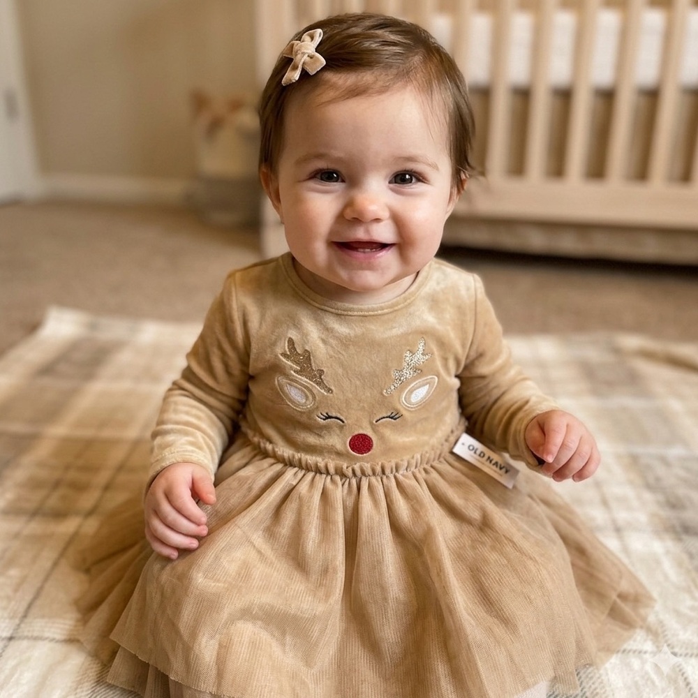 Old Navy Gold Reindeer Dress